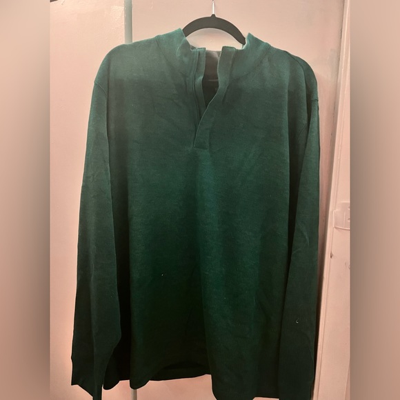 Green long sleeve rib sweater with neck zipper - Picture 3 of 3
